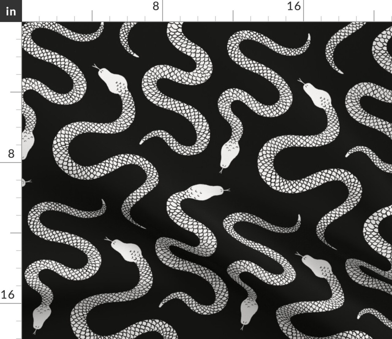 Gothic Serpents Black White Snake Hand Drawn Halloween Slithering Reptile Custom Printed Fabric by Spoonflower Various Fabrics by the Yard or Fat Quarter